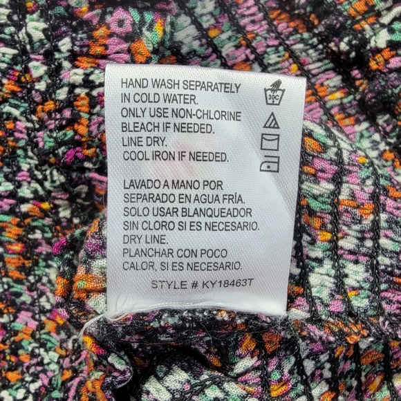 Patrons Of Peace Floral Flutter Sleeve V Neck Ruched Waist Crop Top Size L - Picture 7 of 9